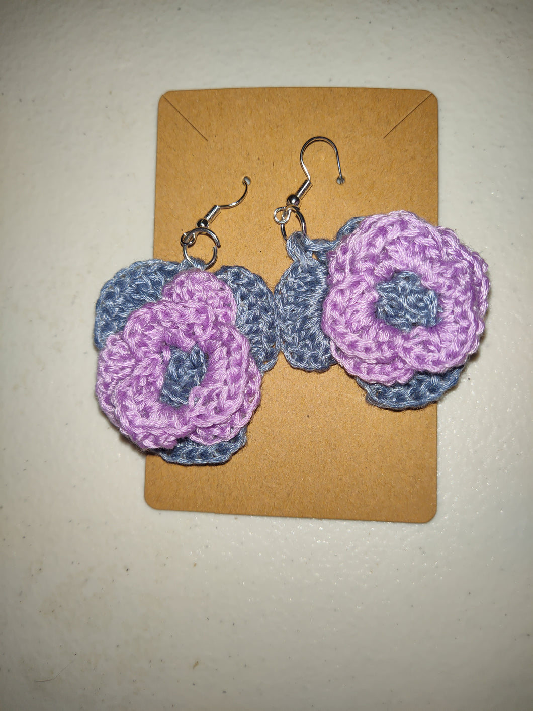 Hand Crochet Pansy Earrings