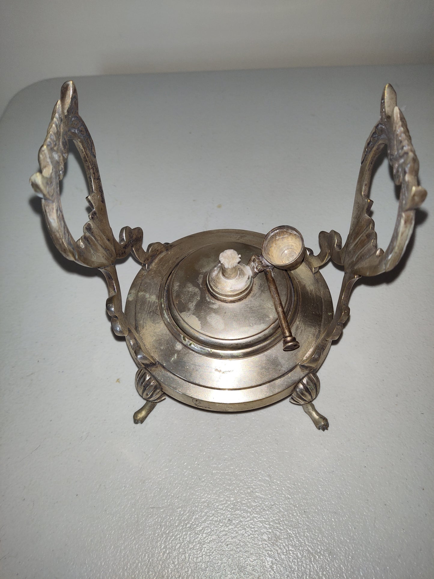 Silver plate India Tilting Teapot Stand, Burner