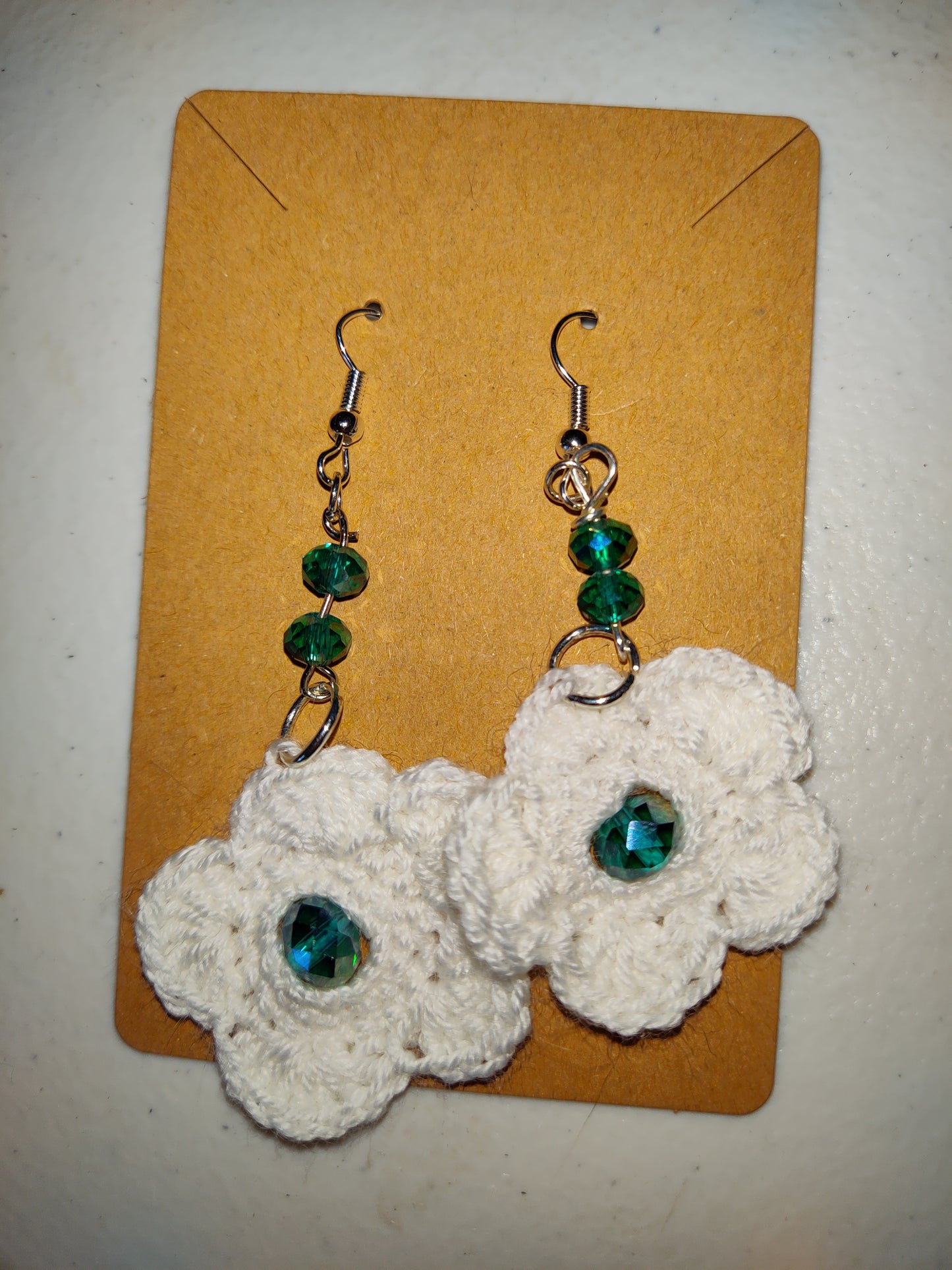 Handmade Crochet Floral Dangle Earrings