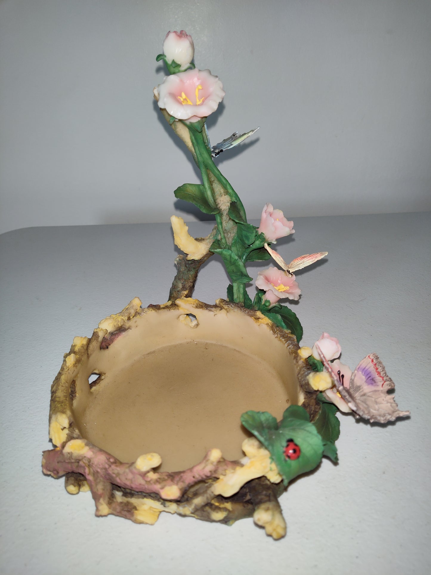 HOME INTERIORS Butterfly Retreat Flowers Large Ornate Tall Candle Holder