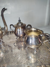 Load image into Gallery viewer, SHERIDAN Vintage Silverplate Coffee/Tea Set w/Sugar &amp; Creamer &amp; Coffeepot
