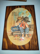 Afbeelding in Gallery-weergave laden, Two Cute Vintage Cowboy Wall Hang For Dinner Time And Farm
