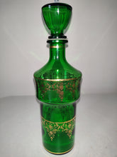 Load image into Gallery viewer, Vintage Mid Century Green Glass Decanter
