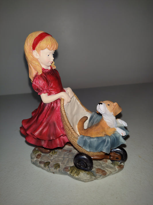Home Interiors 12664-05 "Sunday Stroll" Little Girl with her Dog/Puppy 2005