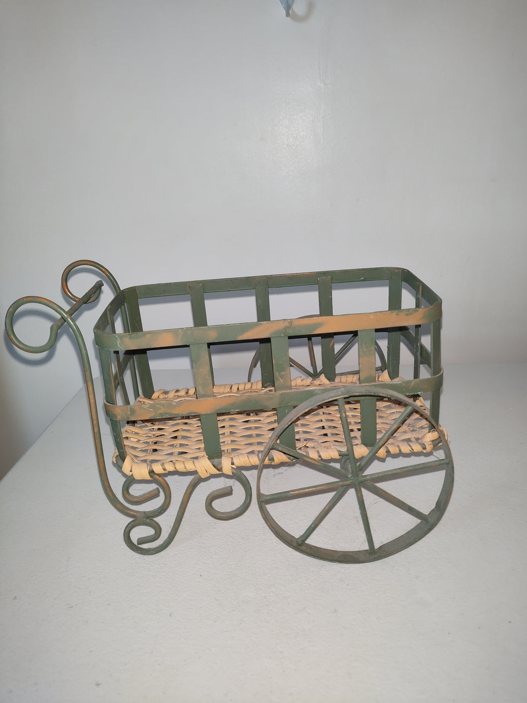 Vintage Metal Wagon Planter Basket