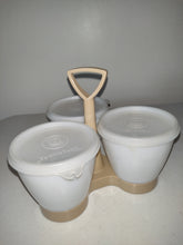 Cargar imagen en el visor de la galería, Retro Plastic Tupperware Condiment Caddy with 3 Cups/Bowls and Lids
