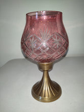 Load image into Gallery viewer, Vintage Pink Glass And Brass Candle Holder
