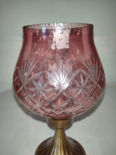 Load image into Gallery viewer, Vintage Pink Glass And Brass Candle Holder
