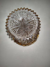 Indlæs billede til gallerivisning Imperial Glass Jelly Compote Hobstar &amp; Fan Pattern w/ Gold Trim
