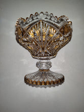 Lade das Bild in den Galerie-Viewer, Imperial Glass Jelly Compote Hobstar &amp; Fan Pattern w/ Gold Trim
