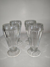 Load image into Gallery viewer, Vintage Heavy Malt Shake Soda Fountain Clear Fluted Glass 7 1/2&quot; Tall Set of 4
