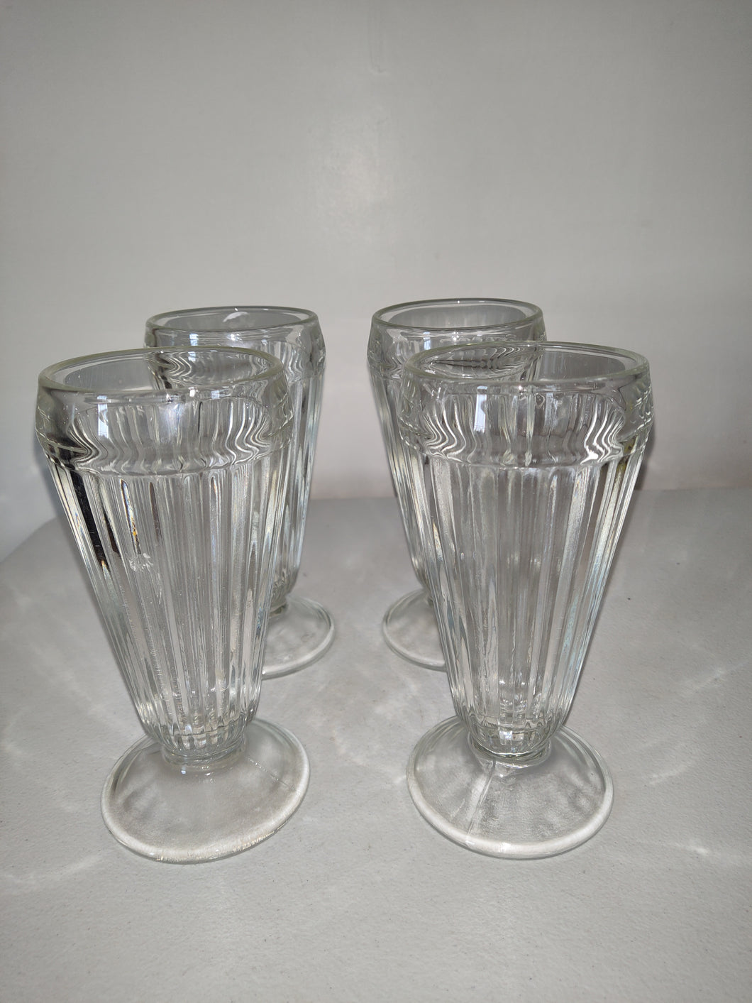 Vintage Heavy Malt Shake Soda Fountain Clear Fluted Glass 7 1/2