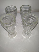 Load image into Gallery viewer, Vintage Heavy Malt Shake Soda Fountain Clear Fluted Glass 7 1/2&quot; Tall Set of 4
