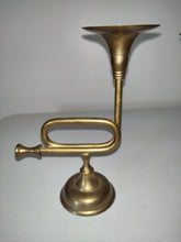 Charger l&#39;image dans la galerie, Pair Of Vintage Trumpet  Style Brass Candlesticks.
