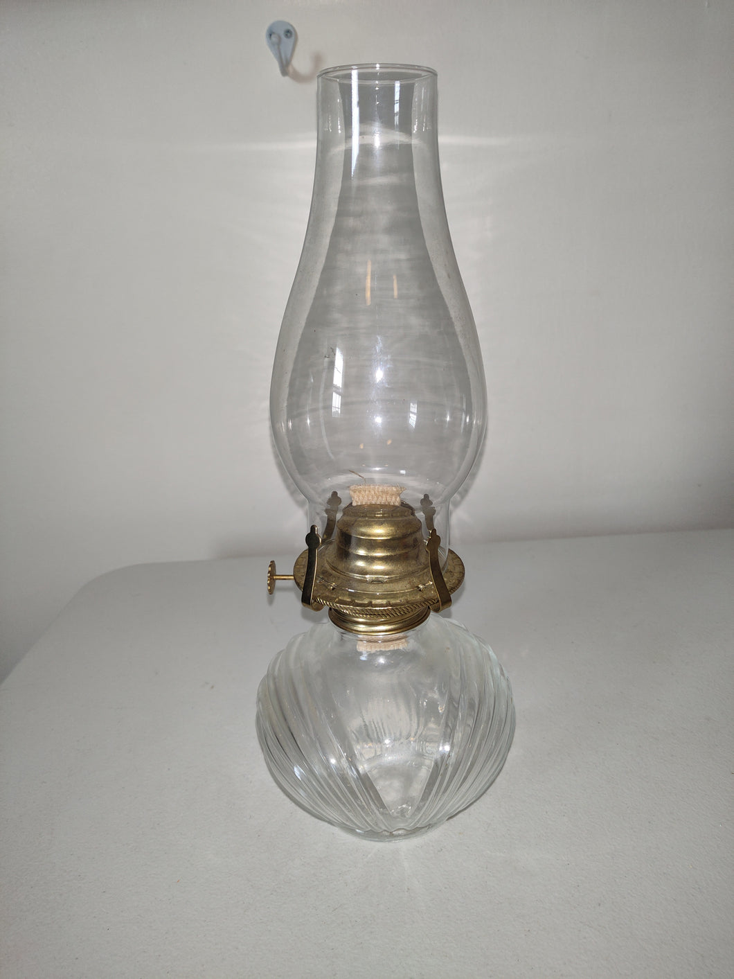 Vintage 20th Century Lamp Light Farms Glass Ribbed Oil Lamp w/ Shade