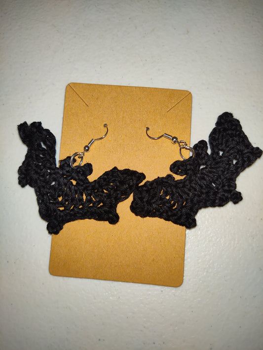 Halloween Bat Crochet Earrings
