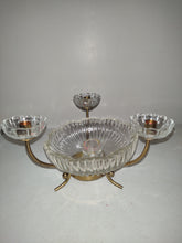 Afbeelding in Gallery-weergave laden, Gunnar Ander Ystad-Brass 3 Armed Glass Centerpiece Candelabra. Sweden
