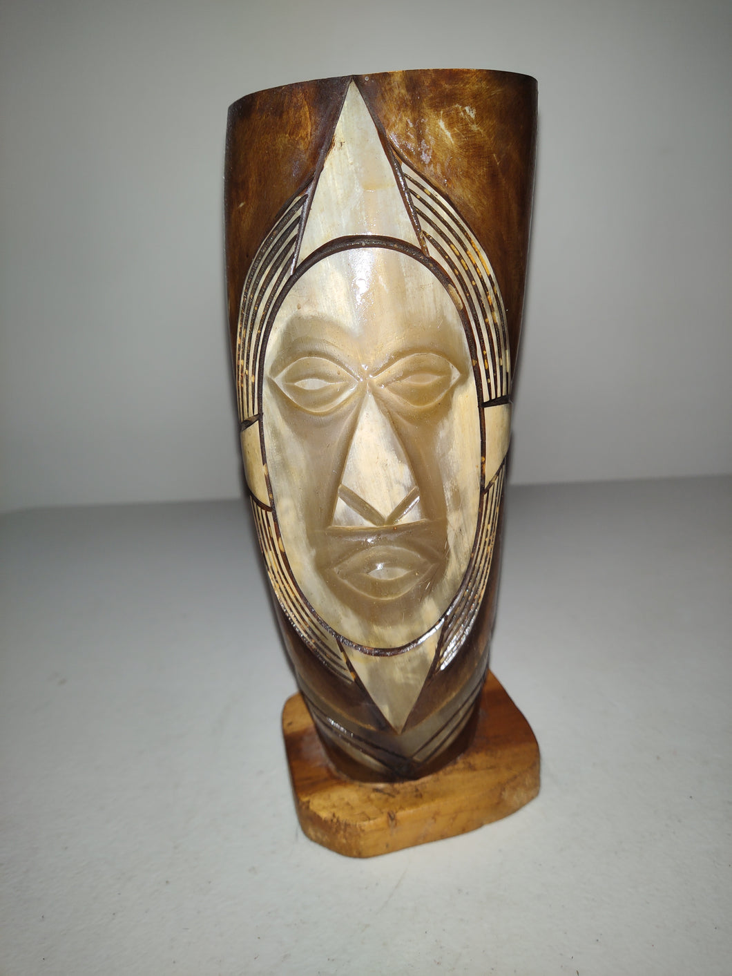 Vintage Bovine Horn Vase - African Art