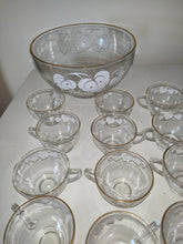 Load image into Gallery viewer, Anchor Hocking Grape Clear Frosted 13 pc Glass Punch Bowl Set
