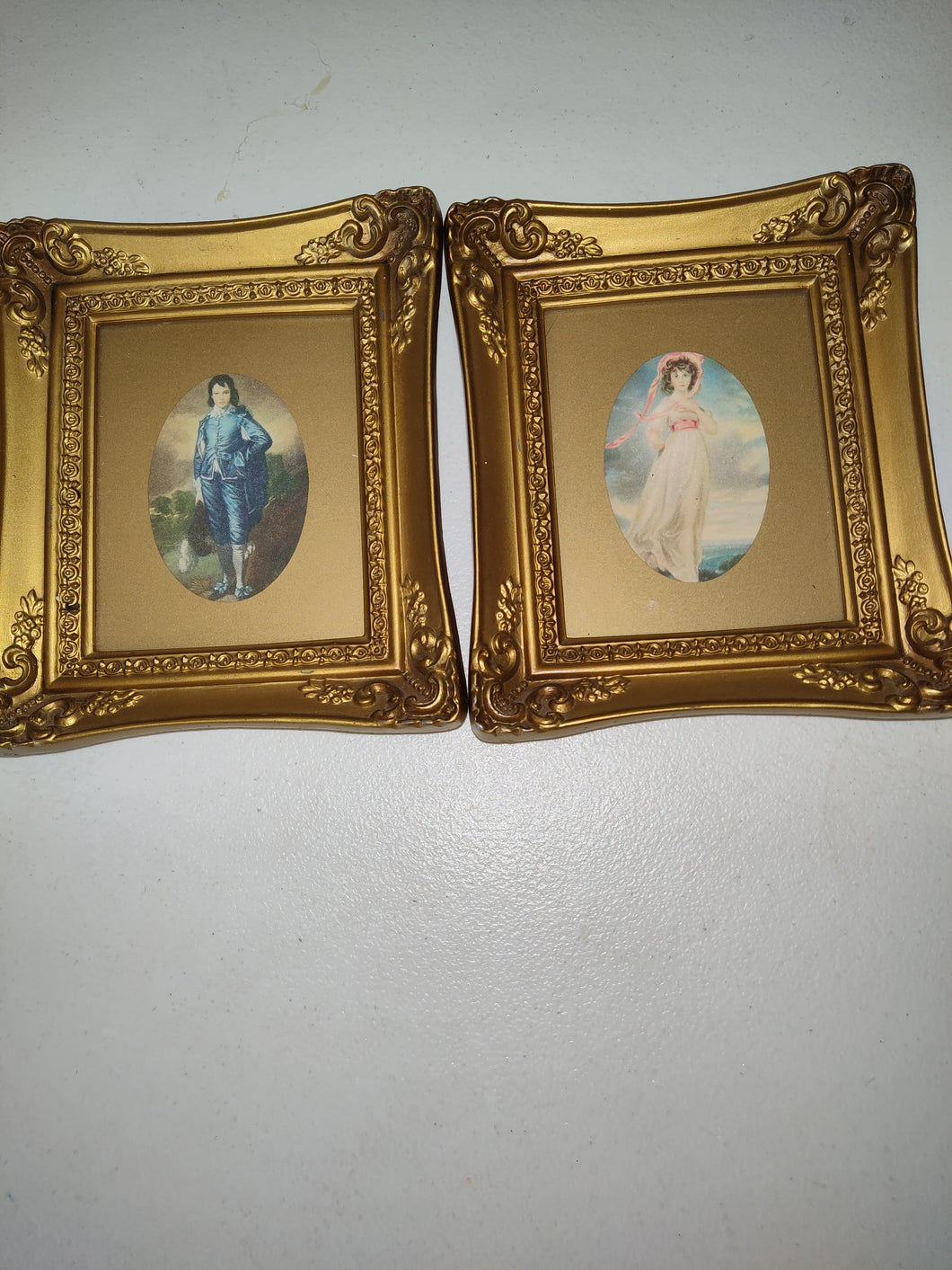 Vintage ''Pinkie'' and ''Blue Boy'' Prints in Gold Plastic Frames