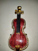 Cargar imagen en el visor de la galería, Adorable Violin Collectible Trinket Box With Crystals And Metal Strings
