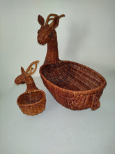 Load image into Gallery viewer, Vintage Wicker Reindeer Nesting Baskets- a Pair
