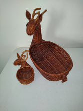 Load image into Gallery viewer, Vintage Wicker Reindeer Nesting Baskets- a Pair
