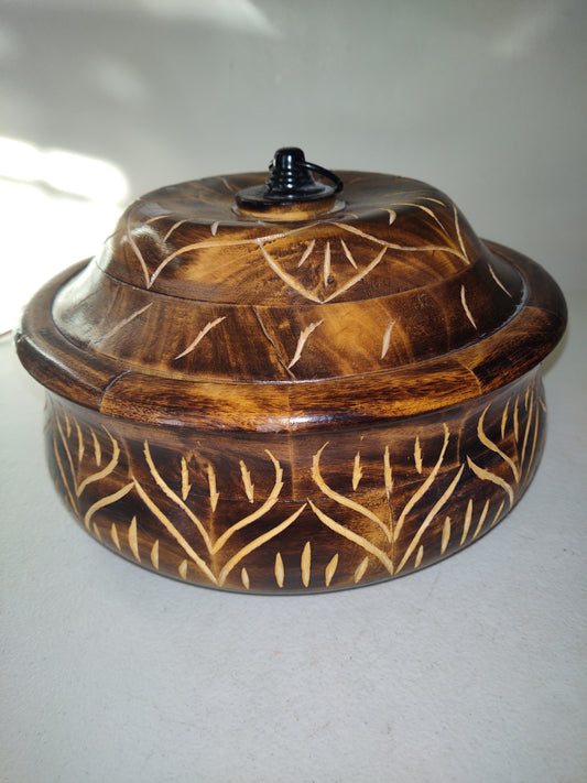 Wooden Handmade Casserole Chapati Box Roti Box Hotpot Hot Case Serving Container