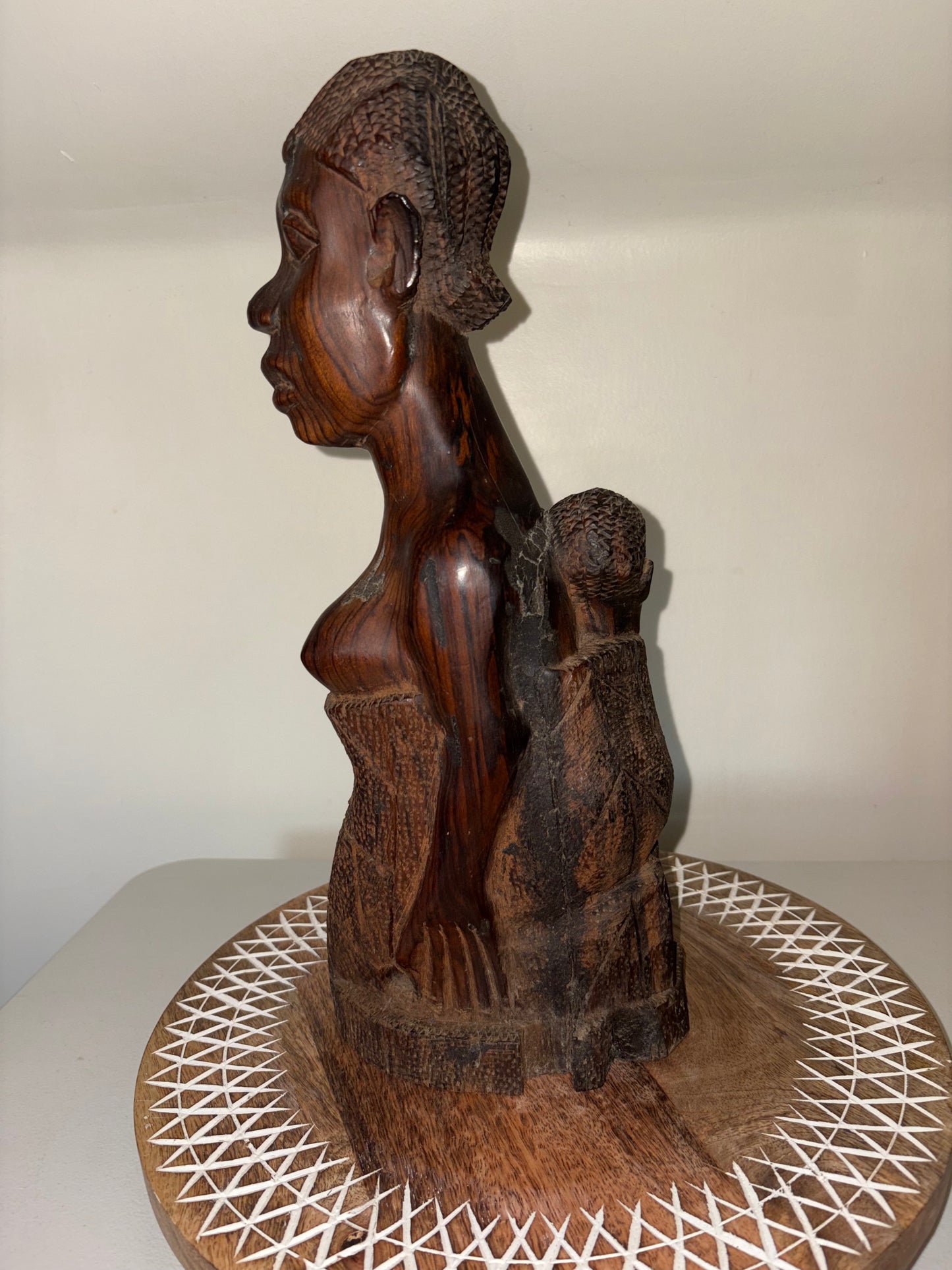 1950’s Wood Carving African Woman With Baby