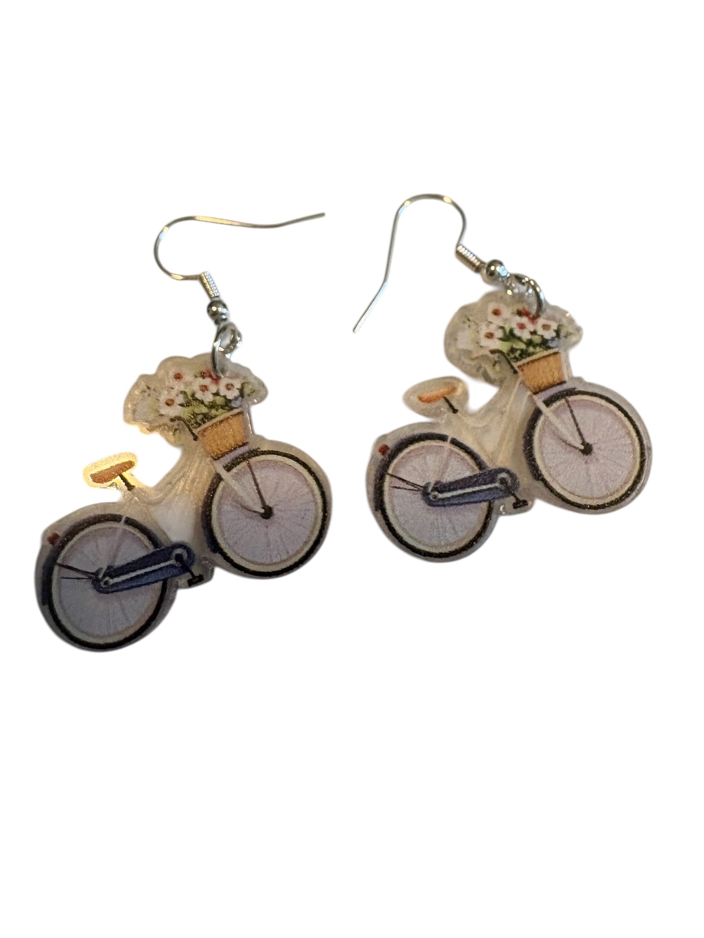 Bicycle Themed Acrylic Dangle  Earrings