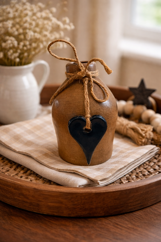 Rustic Pottery Jug With Heart