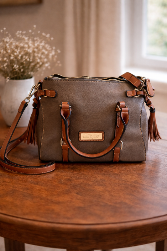 Woman’s Brown Leather Handbag Crossbody Purse Simply Noelle Tote Shoulder Bag. NWT