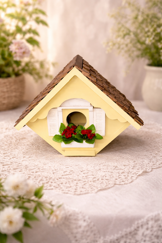 Casa para pájaros blanca hecha a mano de Home Bazaar Little Wren - Casa colgante para pájaros