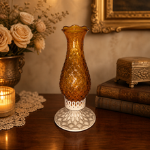 Load image into Gallery viewer, Rare! Vintage Diamond Quilted Amber Candlestick Holder
