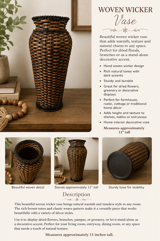 Home Interior Woven Wicker Vase