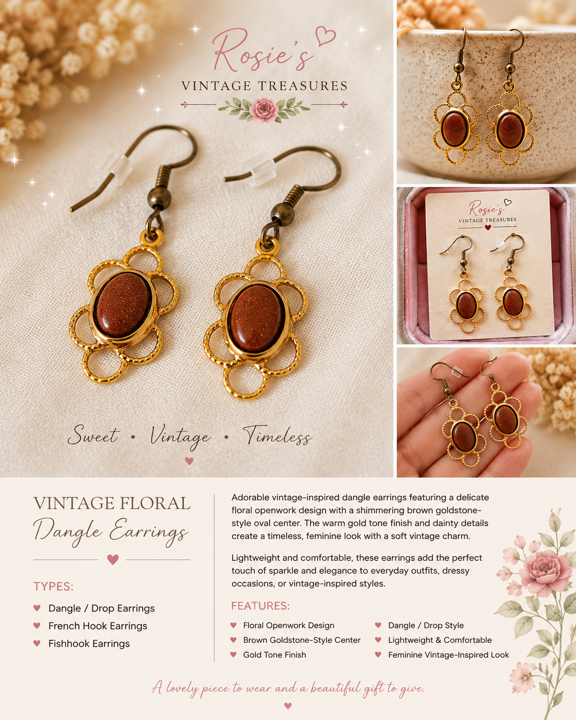 Vintage Tear Drop Earrings