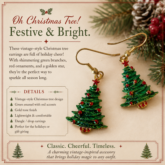 Vintage Christmas Tree Earrings