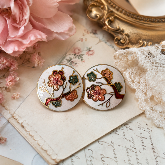 Vintage Cloisonné Style Earrings