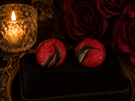 Vintage Marbled Red Abstract Earrings