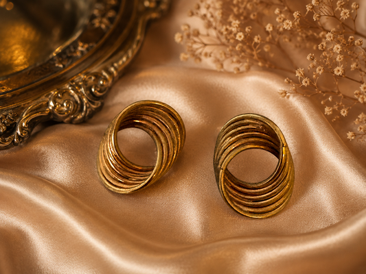 Vintage Gold Tone Swirl Earrings