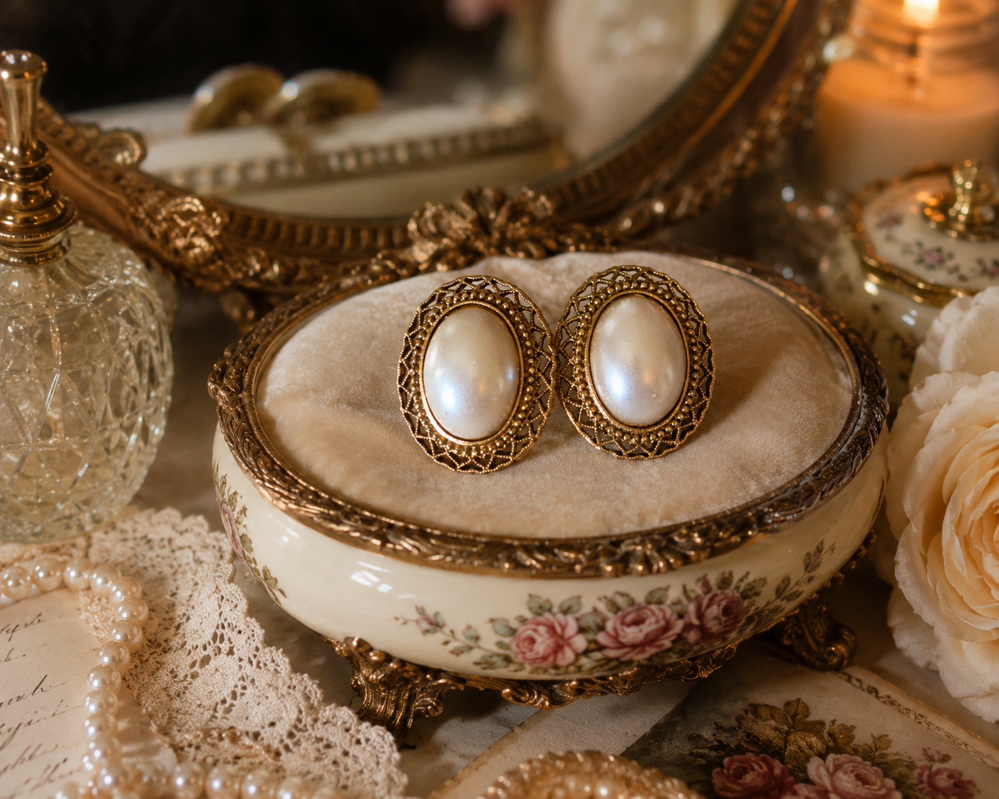 Elegant Vintage Gold Tone Earrings
