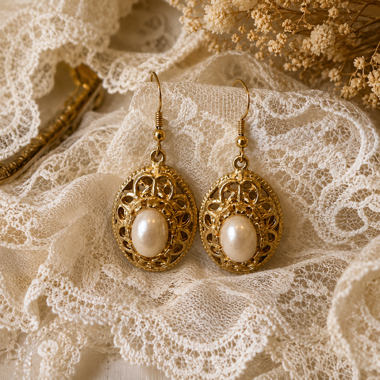 Vintage Gold Tone Dangle Earrings