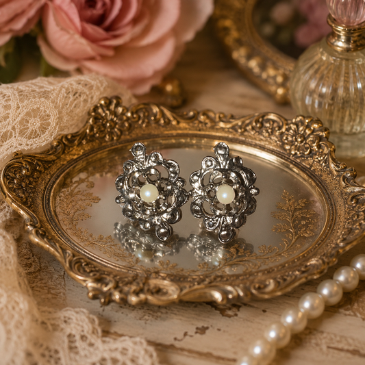 Delicate Vintage Silver Tone Earrings