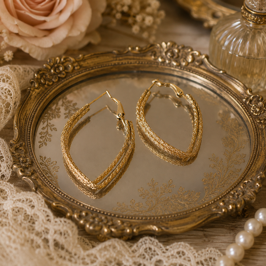 Elegant Vintage Gold Tone Hoop Earrings