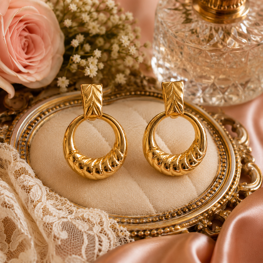 Elegant Gold Tone Drop Earrings