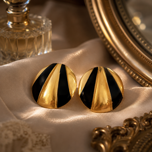 Bold Vintage Gold Tone Statement Earrings
