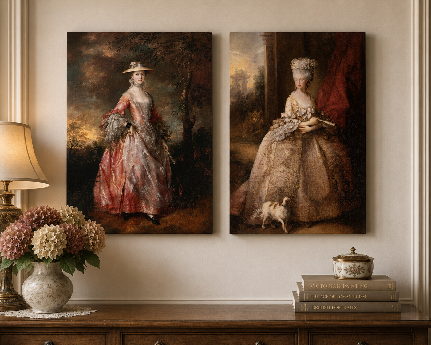 Set of 2 Thomas Gainsborough Reproduction Canvas Portraits – Queen Charlotte & Mary Countess Howe