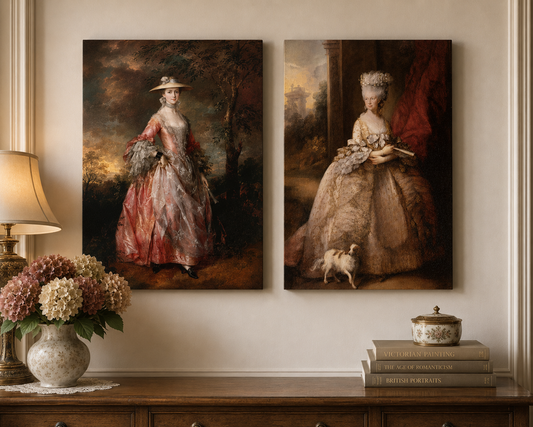 Set of 2 Thomas Gainsborough Reproduction Canvas Portraits – Queen Charlotte & Mary Countess Howe