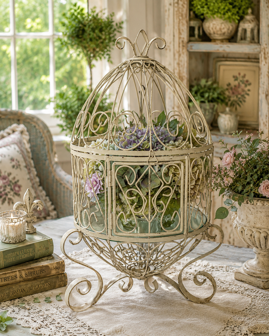 Vintage Style Wrought Iron Decorative Birdcage