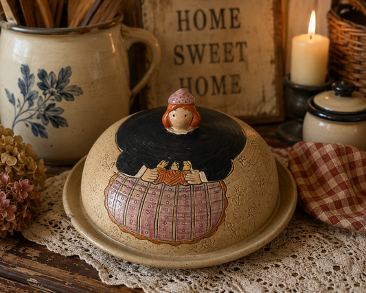 Vintage Folk Art Hand Painted Pie Plate